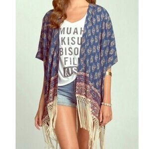 Abercrombie & Fitch Blue Beige Katina Kimono